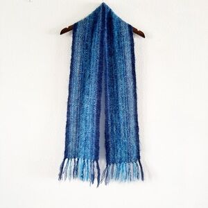 NEW Handwoven Fuzzy Knit Tassel Fringe Scarf OS Cozy Boho Handmade
